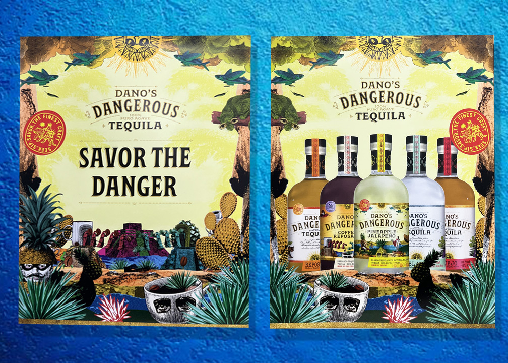 Image of Danos Tequila's custom presentation folders. Front and Back.