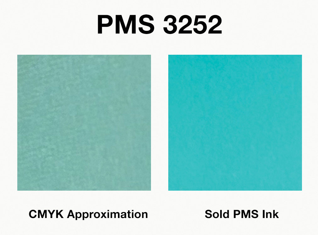 Image of PMS 3252 soild in chip, and its CMYK equivalent